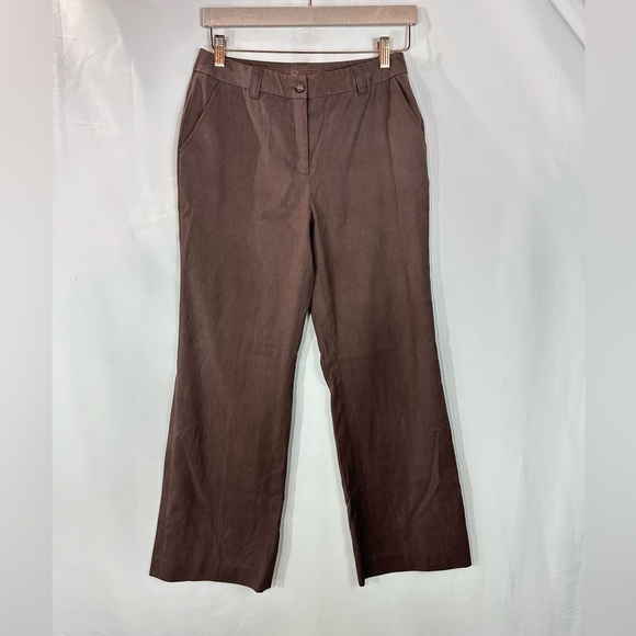 Vintage Oscar De la Renta chocolate brown wide leg trousers size 6P - Picture 1 of 4